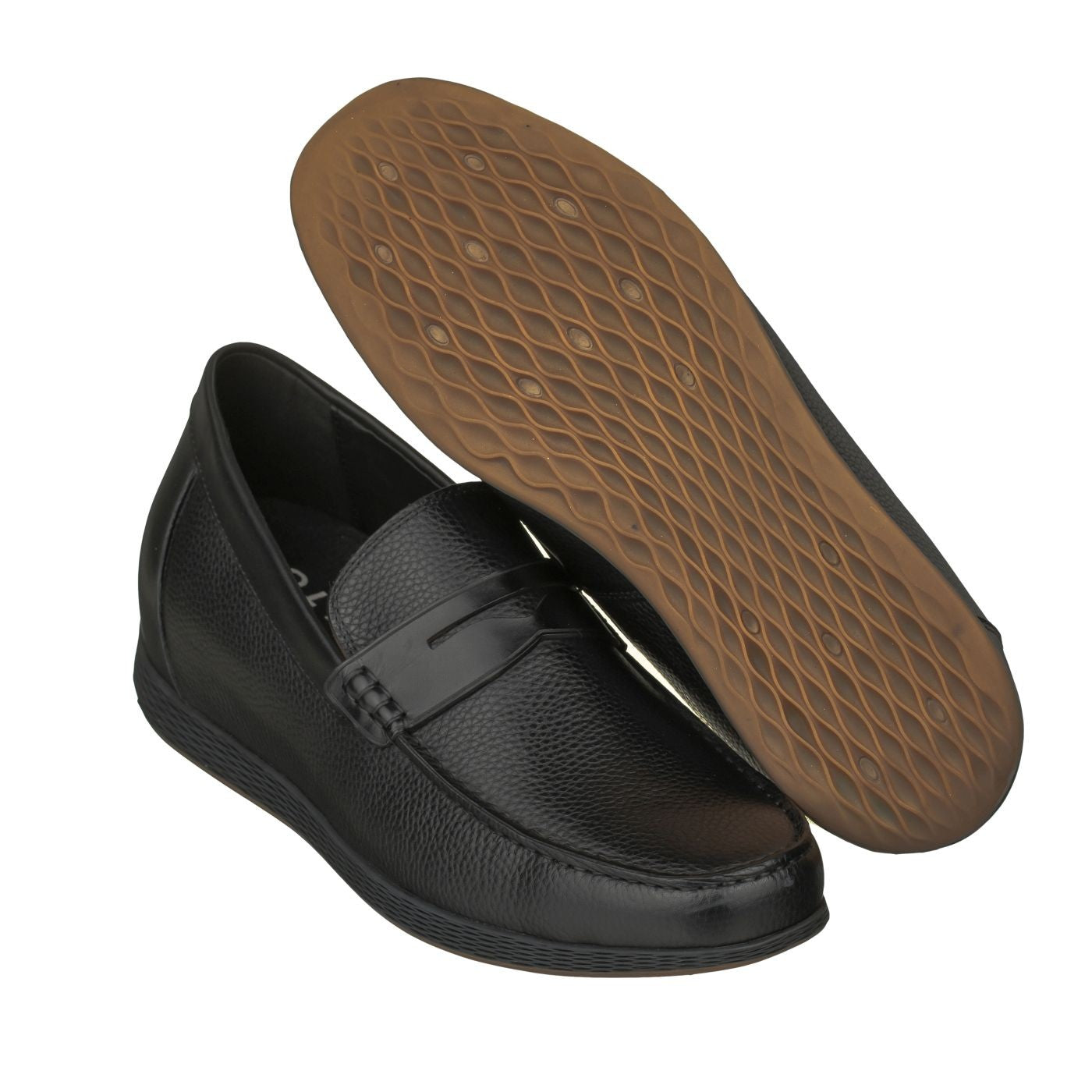 CALTO Black Penny Loafer Elevator Shoes - 2.4 Inches - S1090. Ships from USA.