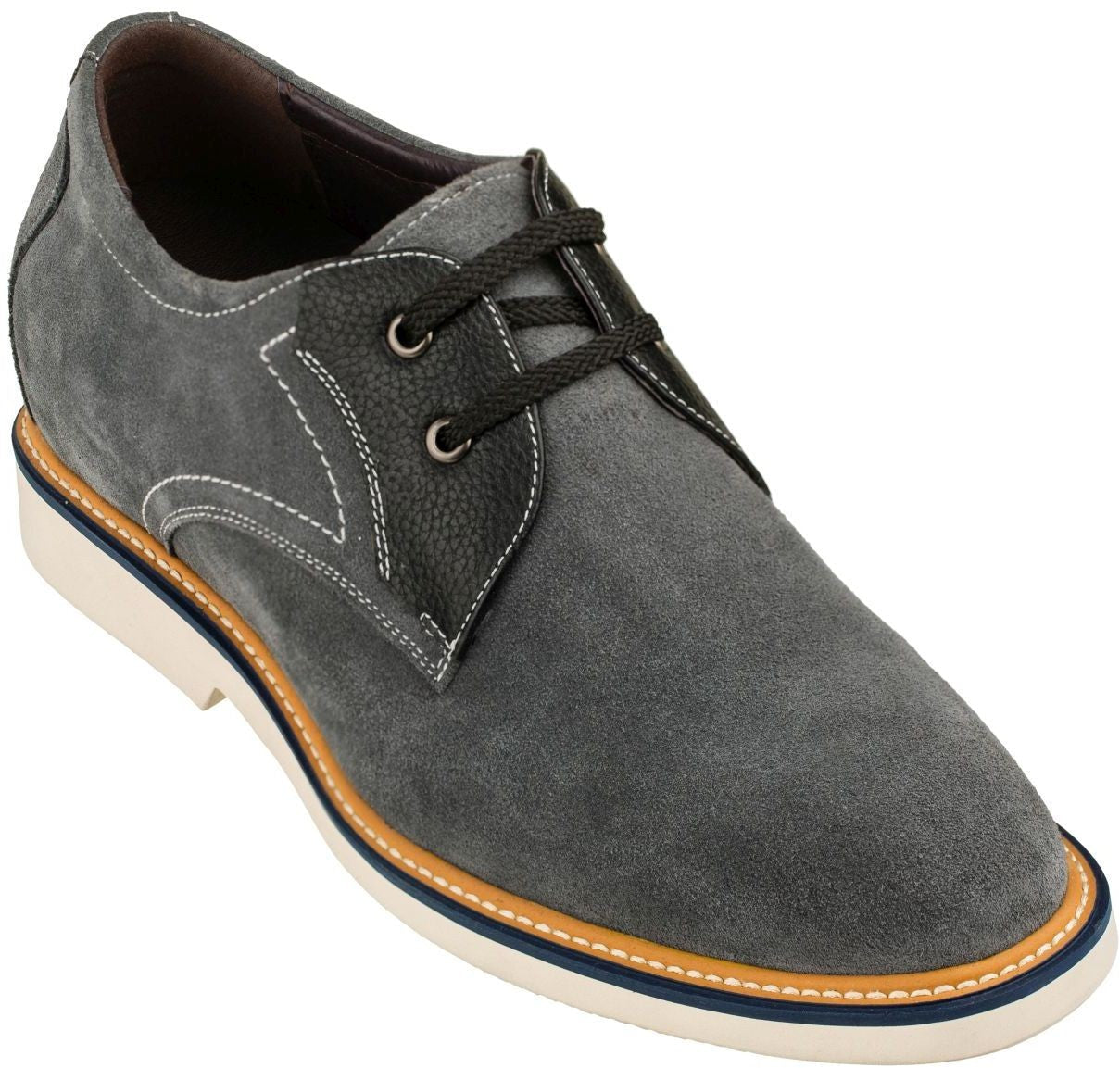 CALTO Business Casual Grey Leather Shoes 2.8 Inch  - Y42023. Ships from USA.