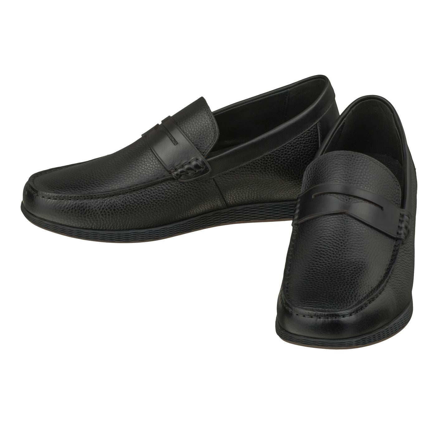 CALTO Black Penny Loafer Elevator Shoes - 2.4 Inches - S1090. Ships from USA.